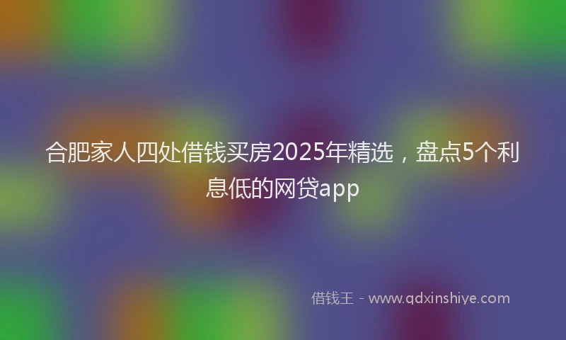 合肥家人四处借钱买房2025年精选，盘点5个利息低的网贷app