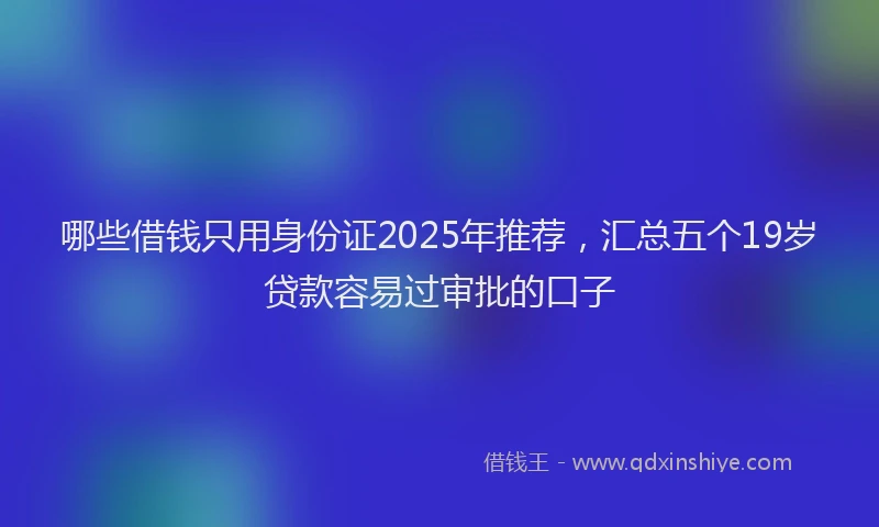 哪些借钱只用身份证2025年推荐，汇总五个19岁贷款容易过审批的口子