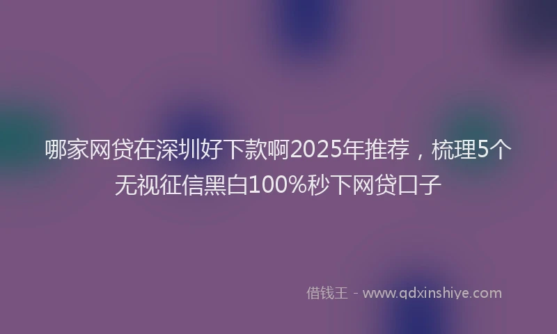 哪家网贷在深圳好下款啊2025年推荐，梳理5个无视征信黑白100%秒下网贷口子