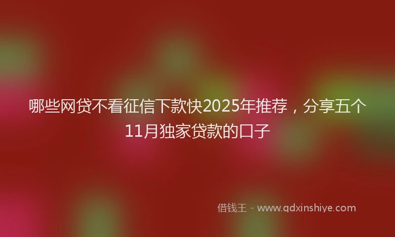 哪些网贷不看征信下款快2025年推荐，分享五个11月独家贷款的口子