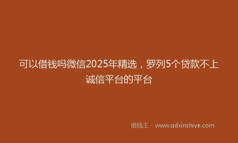 可以借钱吗微信2025年精选，罗列5个贷款不上诚信平台的平台