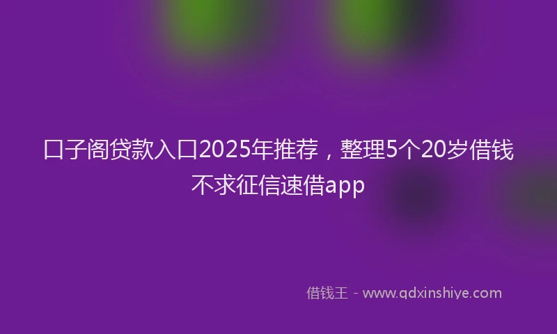 口子阁贷款入口2025年推荐，整理5个20岁借钱不求征信速借app