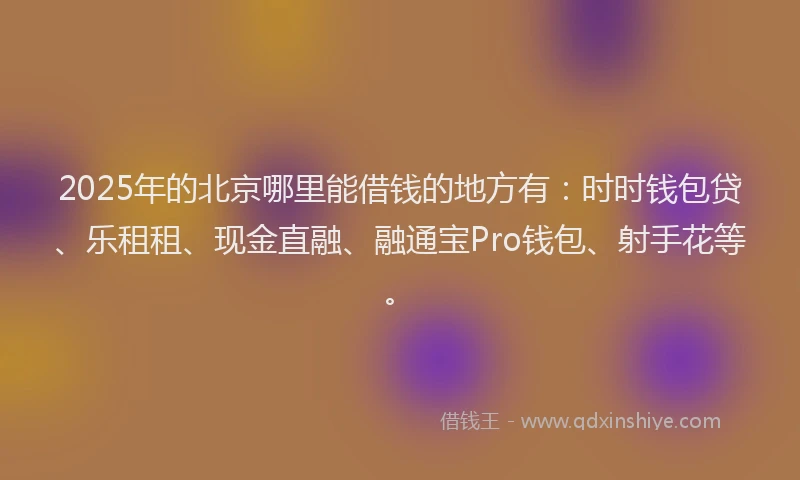 2025年的北京哪里能借钱的地方有：时时钱包贷、乐租租、现金直融、融通宝Pro钱包、射手花等。