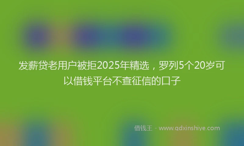 发薪贷老用户被拒2025年精选，罗列5个20岁可以借钱平台不查征信的口子