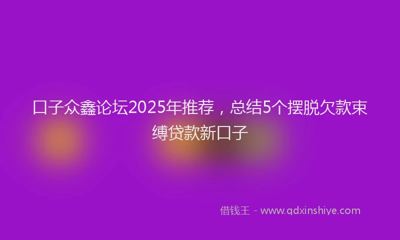 口子众鑫论坛2025年推荐，总结5个摆脱欠款束缚贷款新口子