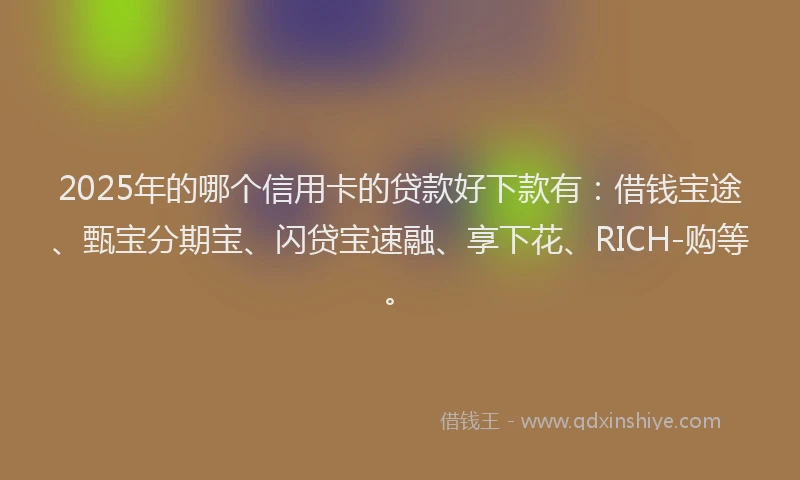 2025年的哪个信用卡的贷款好下款有：借钱宝途、甄宝分期宝、闪贷宝速融、享下花、RICH-购等。