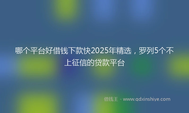 哪个平台好借钱下款快2025年精选，罗列5个不上征信的贷款平台