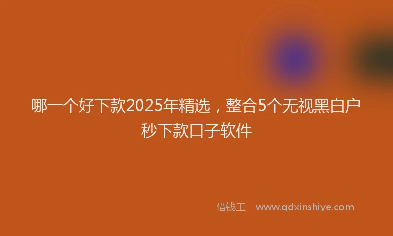 哪一个好下款2025年精选，整合5个无视黑白户秒下款口子软件