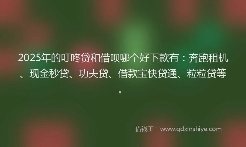 2025年的叮咚贷和借呗哪个好下款有：奔跑租机、现金秒贷、功夫贷、借款宝快贷通、粒粒贷等。