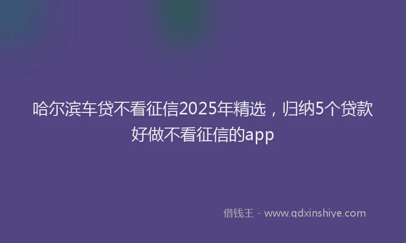 哈尔滨车贷不看征信2025年精选，归纳5个贷款好做不看征信的app