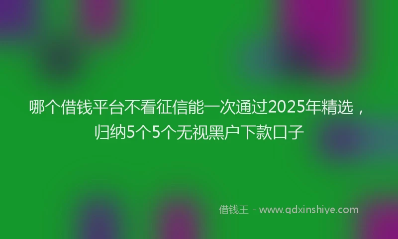 哪个借钱平台不看征信能一次通过2025年精选，归纳5个5个无视黑户下款口子