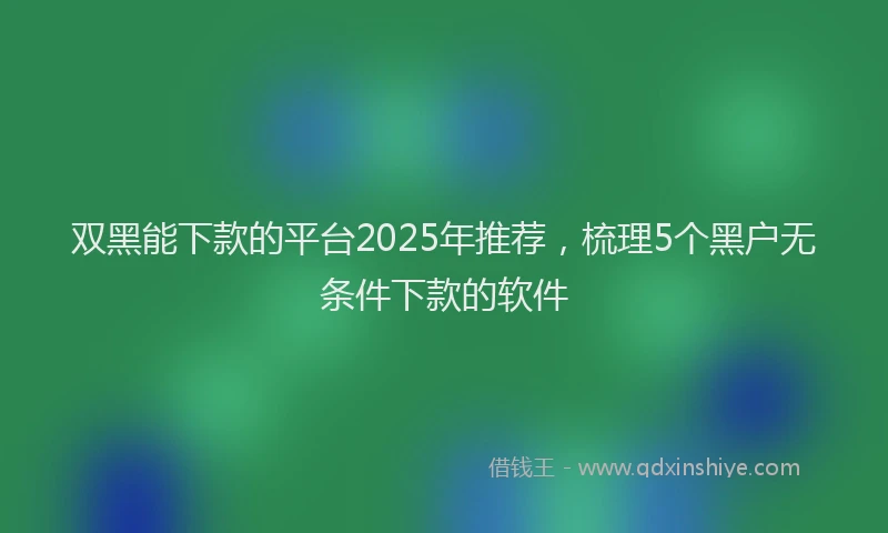 双黑能下款的平台2025年推荐，梳理5个黑户无条件下款的软件