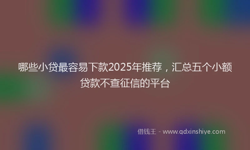 哪些小贷最容易下款2025年推荐，汇总五个小额贷款不查征信的平台