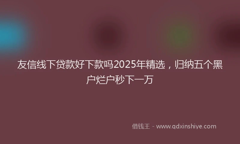 友信线下贷款好下款吗2025年精选，归纳五个黑户烂户秒下一万
