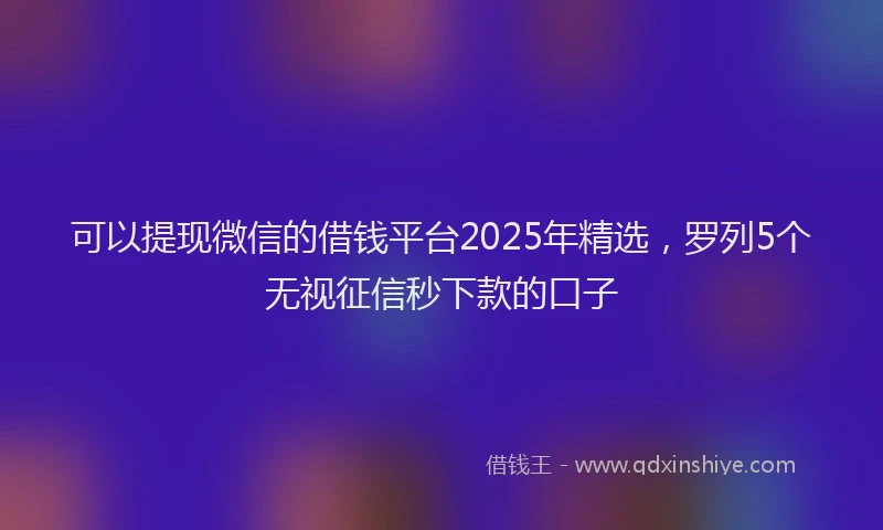 可以提现微信的借钱平台2025年精选，罗列5个无视征信秒下款的口子