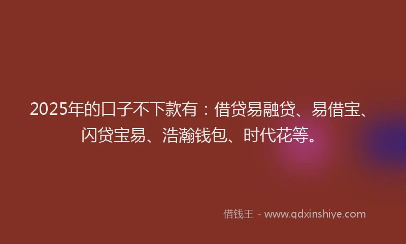 2025年的口子不下款有：借贷易融贷、易借宝、闪贷宝易、浩瀚钱包、时代花等。