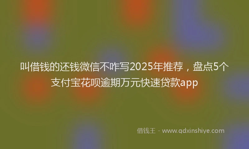 叫借钱的还钱微信不咋写2025年推荐，盘点5个支付宝花呗逾期万元快速贷款app