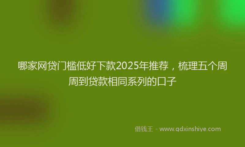 哪家网贷门槛低好下款2025年推荐，梳理五个周周到贷款相同系列的口子