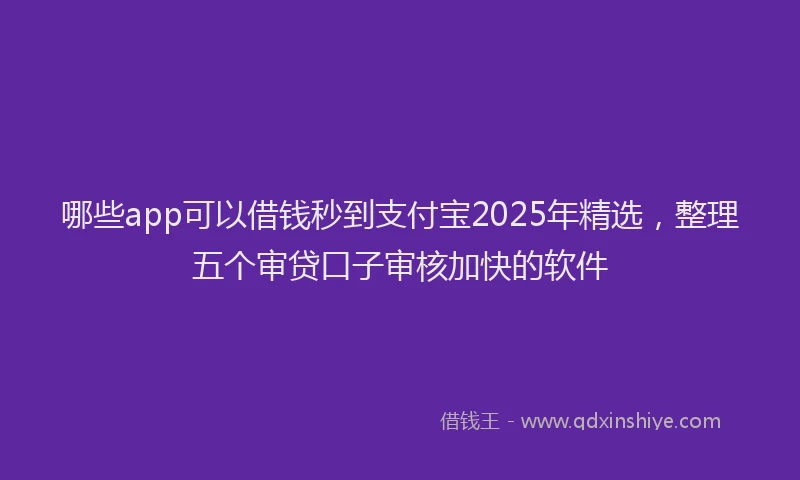 哪些app可以借钱秒到支付宝2025年精选，整理五个审贷口子审核加快的软件