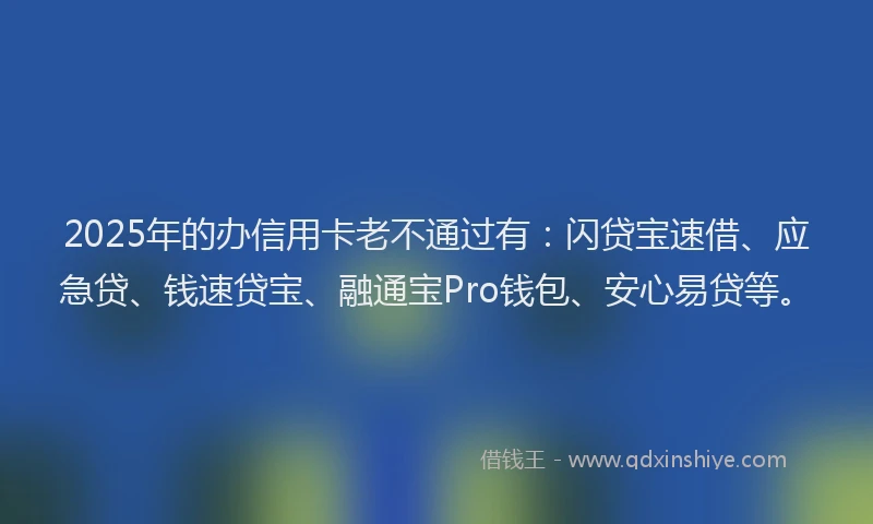 2025年的办信用卡老不通过有：闪贷宝速借、应急贷、钱速贷宝、融通宝Pro钱包、安心易贷等。
