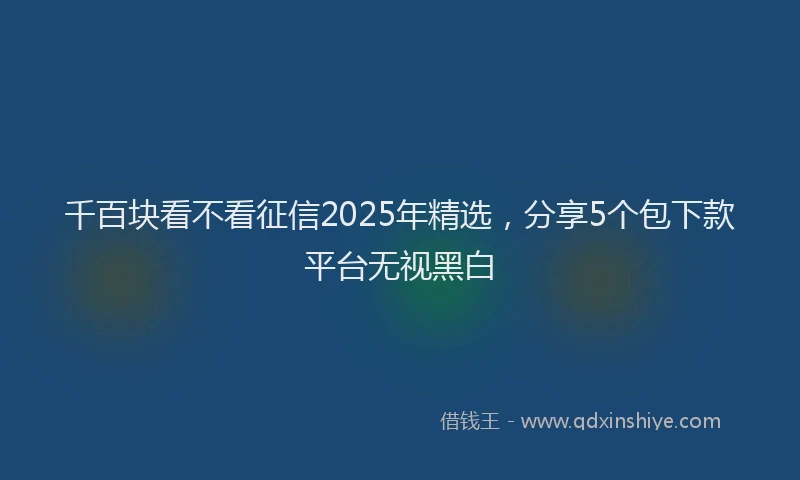 千百块看不看征信2025年精选，分享5个包下款平台无视黑白