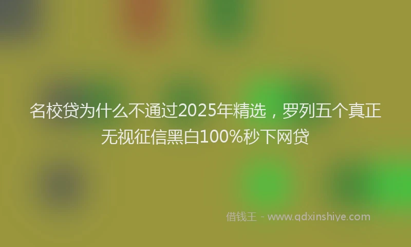 名校贷为什么不通过2025年精选，罗列五个真正无视征信黑白100%秒下网贷