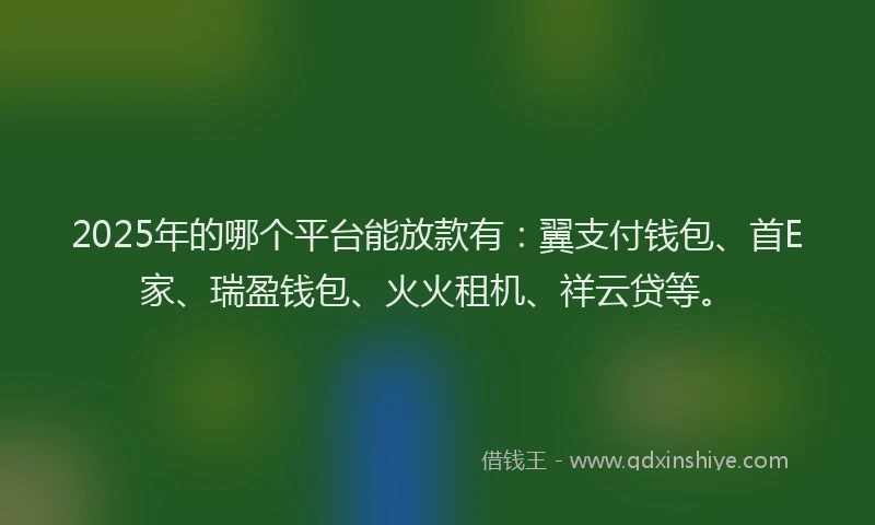 2025年的哪个平台能放款有：翼支付钱包、首E家、瑞盈钱包、火火租机、祥云贷等。
