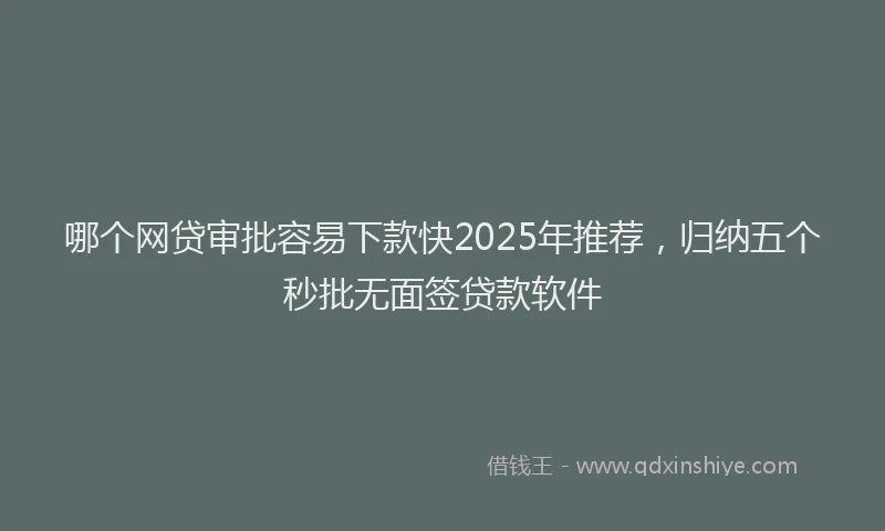 哪个网贷审批容易下款快2025年推荐，归纳五个秒批无面签贷款软件