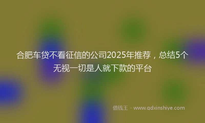 合肥车贷不看征信的公司2025年推荐，总结5个无视一切是人就下款的平台