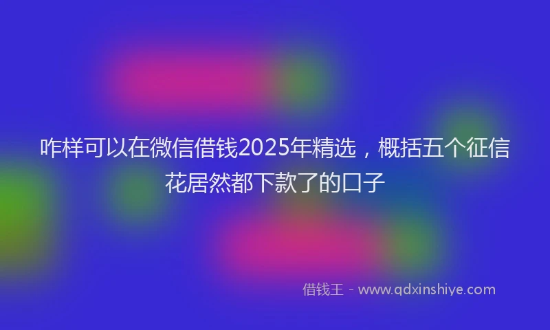 咋样可以在微信借钱2025年精选，概括五个征信花居然都下款了的口子