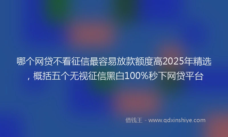 哪个网贷不看征信最容易放款额度高2025年精选，概括五个无视征信黑白100%秒下网贷平台