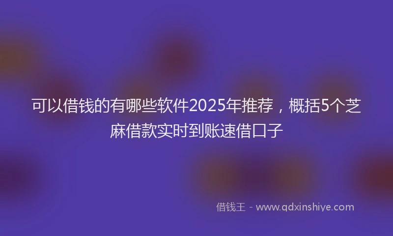 可以借钱的有哪些软件2025年推荐，概括5个芝麻借款实时到账速借口子