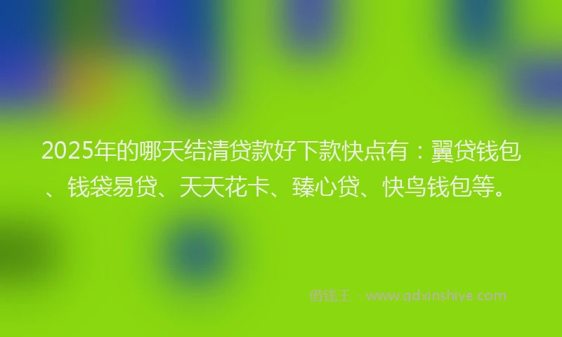 2025年的哪天结清贷款好下款快点有：翼贷钱包、钱袋易贷、天天花卡、臻心贷、快鸟钱包等。