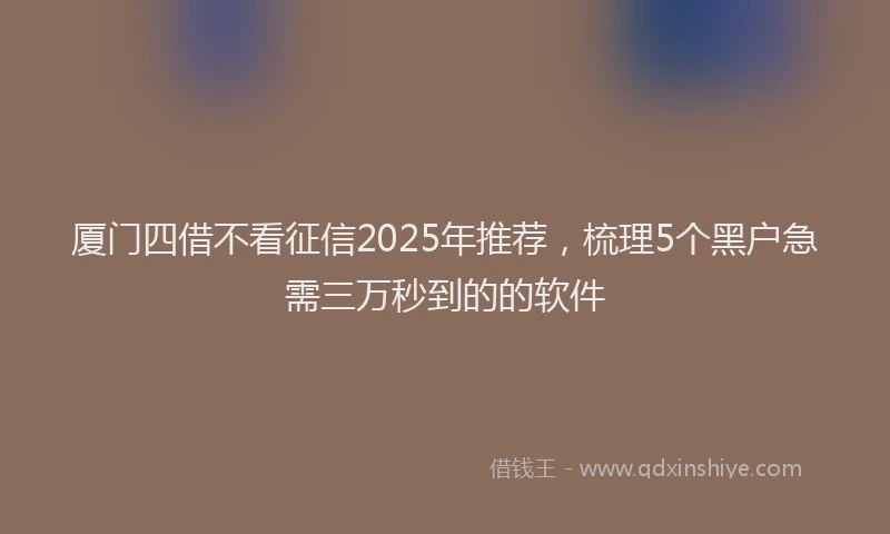 厦门四借不看征信2025年推荐，梳理5个黑户急需三万秒到的的软件