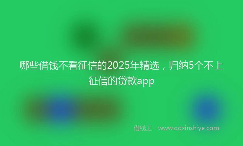 哪些借钱不看征信的2025年精选，归纳5个不上征信的贷款app