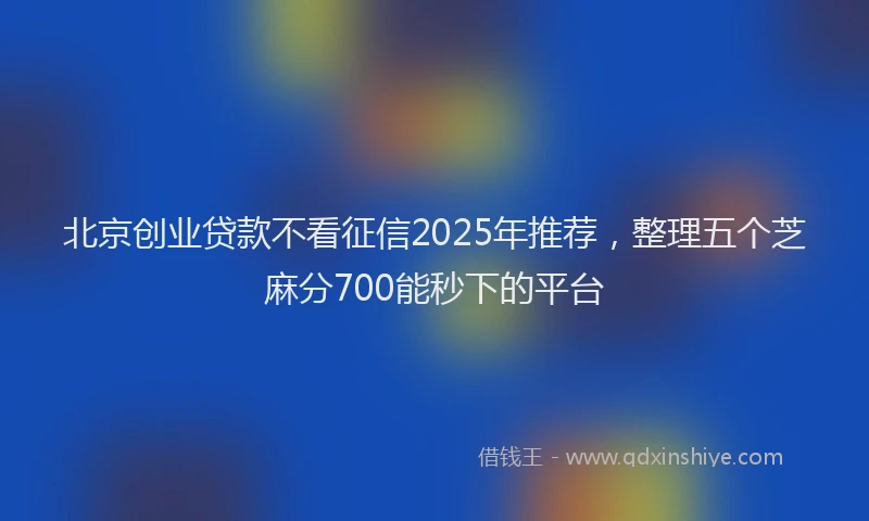 北京创业贷款不看征信2025年推荐，整理五个芝麻分700能秒下的平台