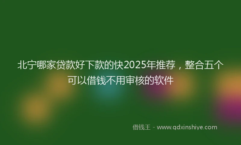 北宁哪家贷款好下款的快2025年推荐，整合五个可以借钱不用审核的软件