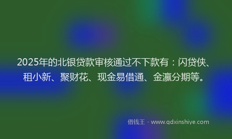 2025年的北银贷款审核通过不下款有：闪贷侠、租小新、聚财花、现金易借通、金瀛分期等。
