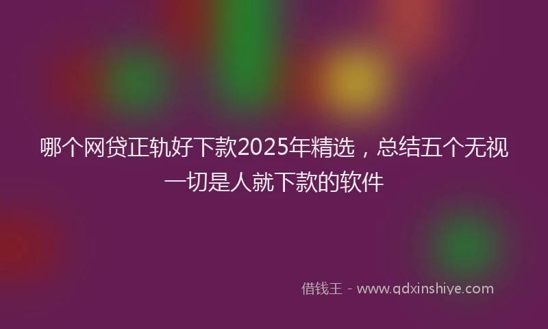 哪个网贷正轨好下款2025年精选，总结五个无视一切是人就下款的软件