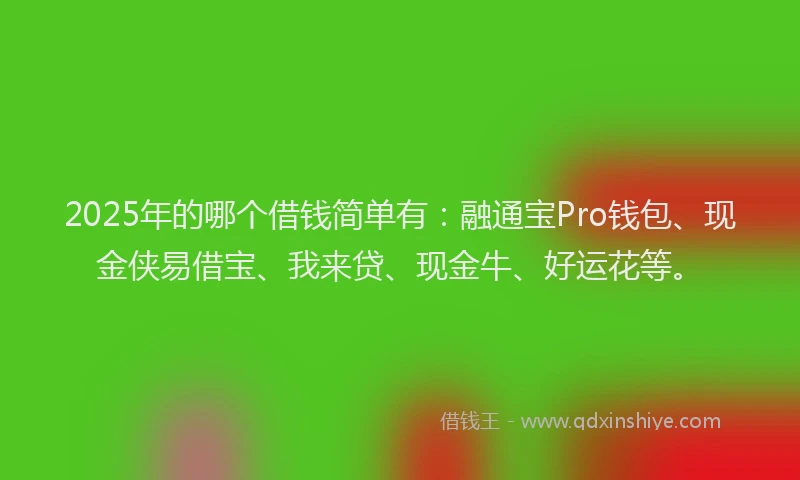 2025年的哪个借钱简单有：融通宝Pro钱包、现金侠易借宝、我来贷、现金牛、好运花等。