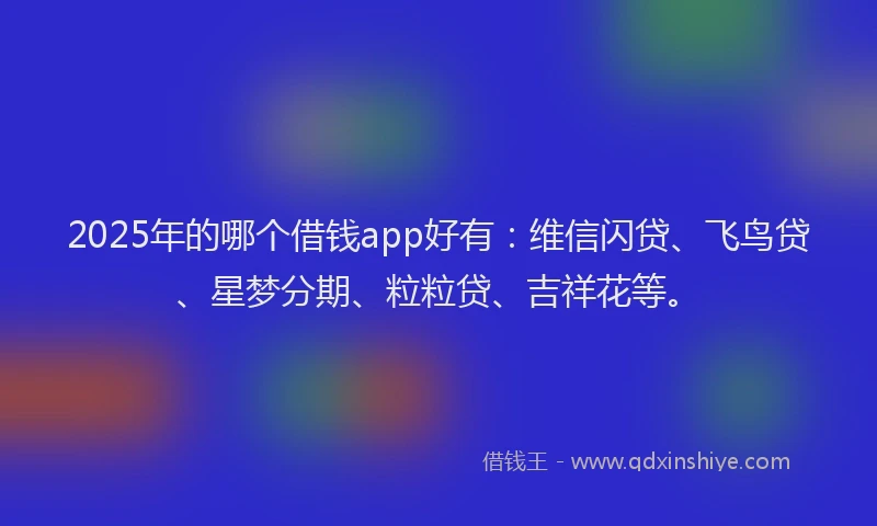 2025年的哪个借钱app好有：维信闪贷、飞鸟贷、星梦分期、粒粒贷、吉祥花等。