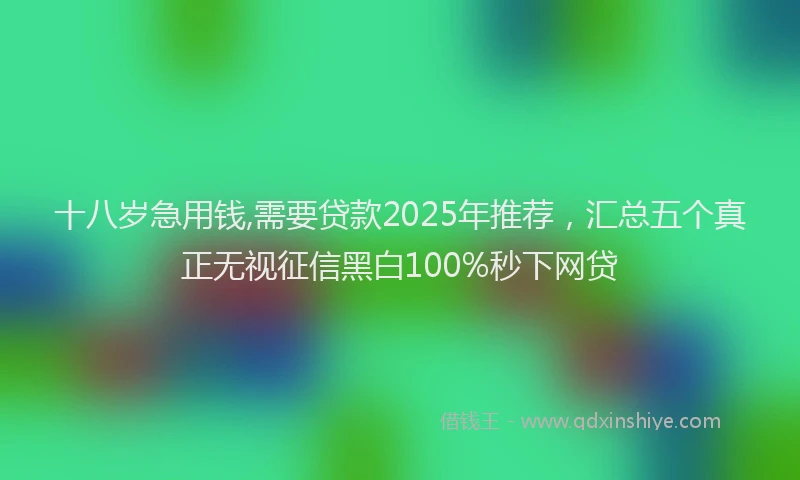 十八岁急用钱,需要贷款2025年推荐，汇总五个真正无视征信黑白100%秒下网贷