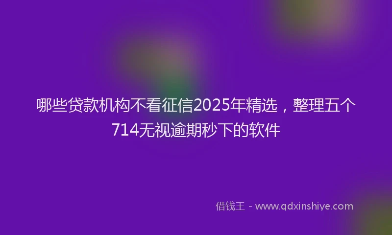 哪些贷款机构不看征信2025年精选，整理五个714无视逾期秒下的软件