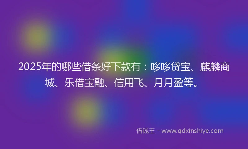 2025年的哪些借条好下款有：哆哆贷宝、麒麟商城、乐借宝融、信用飞、月月盈等。