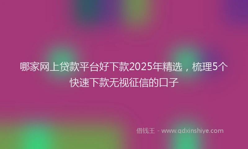 哪家网上贷款平台好下款2025年精选，梳理5个快速下款无视征信的口子