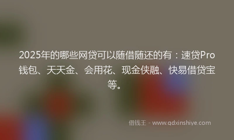 2025年的哪些网贷可以随借随还的有：速贷Pro钱包、天天金、会用花、现金侠融、快易借贷宝等。