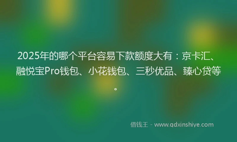 2025年的哪个平台容易下款额度大有：京卡汇、融悦宝Pro钱包、小花钱包、三秒优品、臻心贷等。