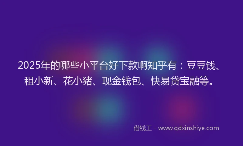 2025年的哪些小平台好下款啊知乎有：豆豆钱、租小新、花小猪、现金钱包、快易贷宝融等。