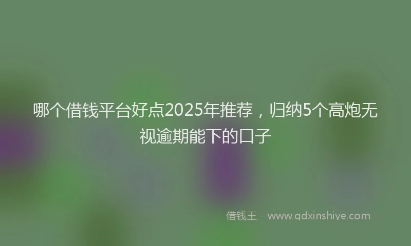 哪个借钱平台好点2025年推荐，归纳5个高炮无视逾期能下的口子