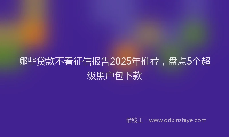 哪些贷款不看征信报告2025年推荐，盘点5个超级黑户包下款